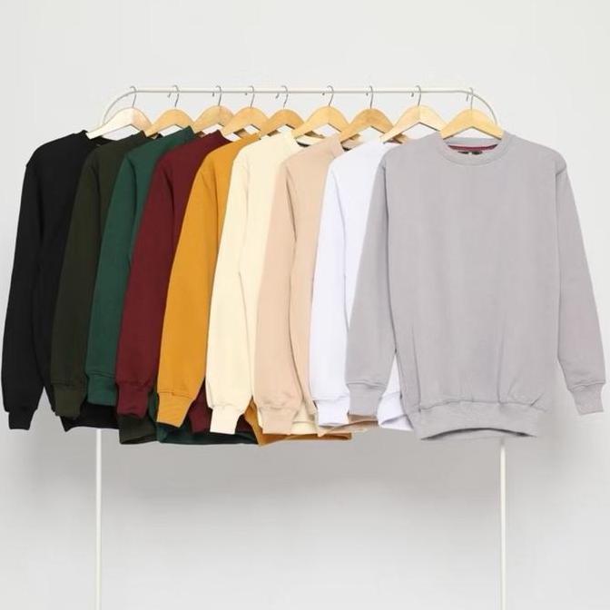 Sweater Crewneck Pria Tangan Panjang Casual - Bahan Adem dan Lembut - Atasan, Kerja, Hitam, Top, Cew