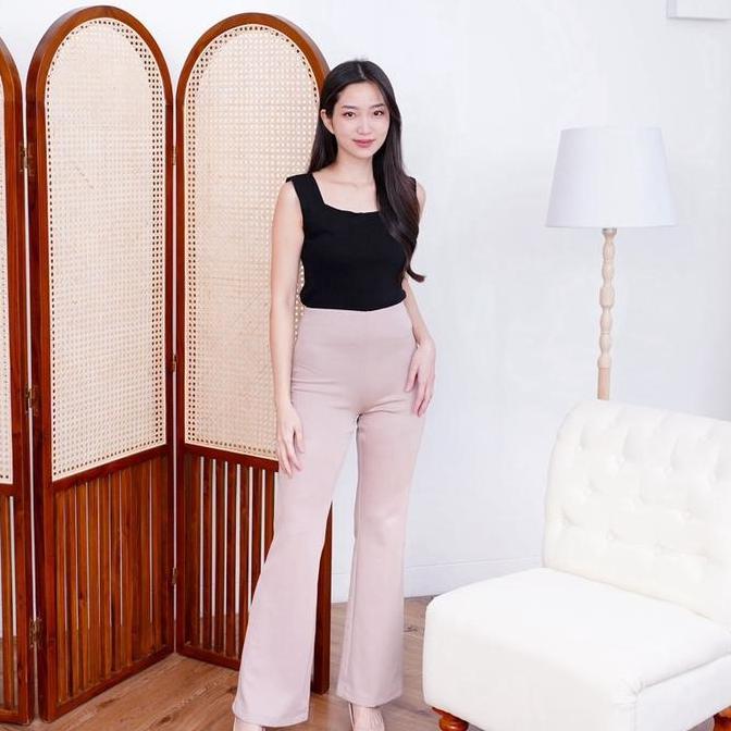Yurima- Selena Highwaist Cutbry Pants / Celana Panjang Cutbry Wanita Pink / Celana Panjang Premium S