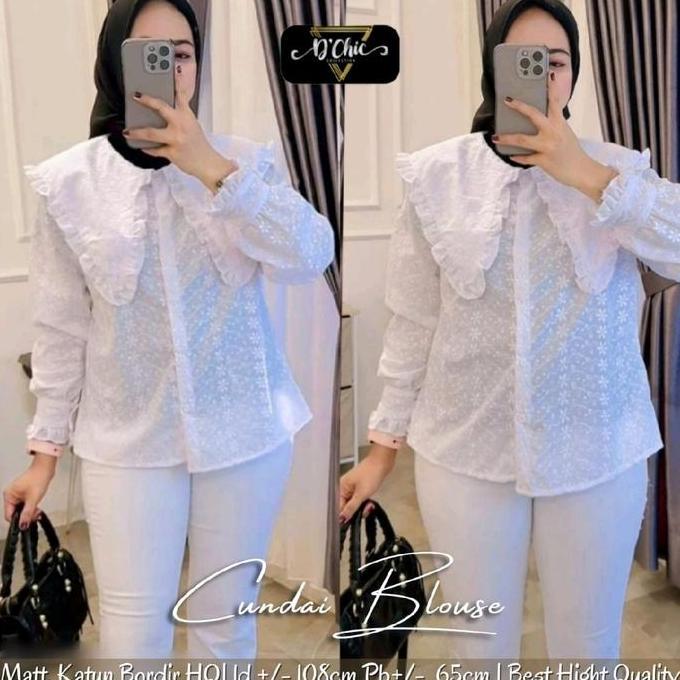 Topyoux- Atasan Putih Wanita Katun Full Bordir | Baju Putih Wanita Kekinian | Alisya#3 Baju Putih Bo