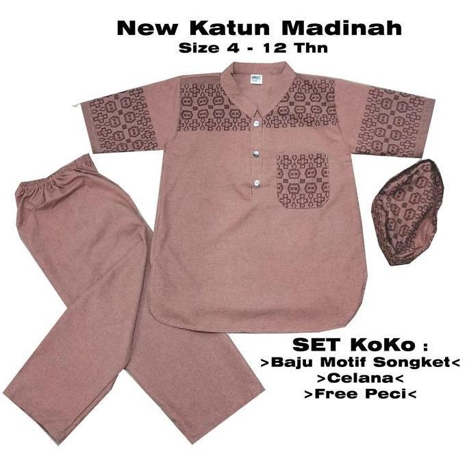 Colkid- Baju Koko Setelan Anak Katun Madinah Motif Songket 21