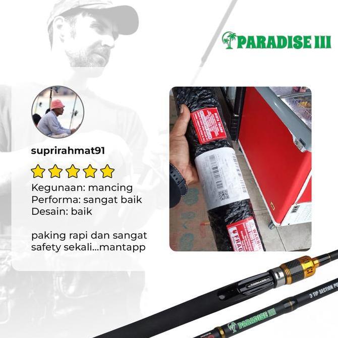 Codbisa- Joran Pancing Paradise Iii 1 Joran  3 Ukuran 150Cm 165Cm 180Cm | Carbon Solid | Ring Guide 