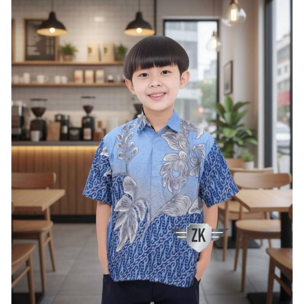 BEST SELLER BATIK ANAK LAKI-LAKI LENGAN PENDEK  MODERN UMUR (2-12 TAHUN) BISA BUAT SERAGAM HAJATAN/S