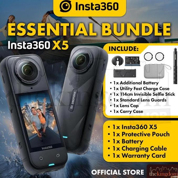 CARMANELO Insta360 X5 Action Camera ESSENTIAL BUNDLE Insta 360 8K Instant Cam Kamera 360 HDR Waterpr