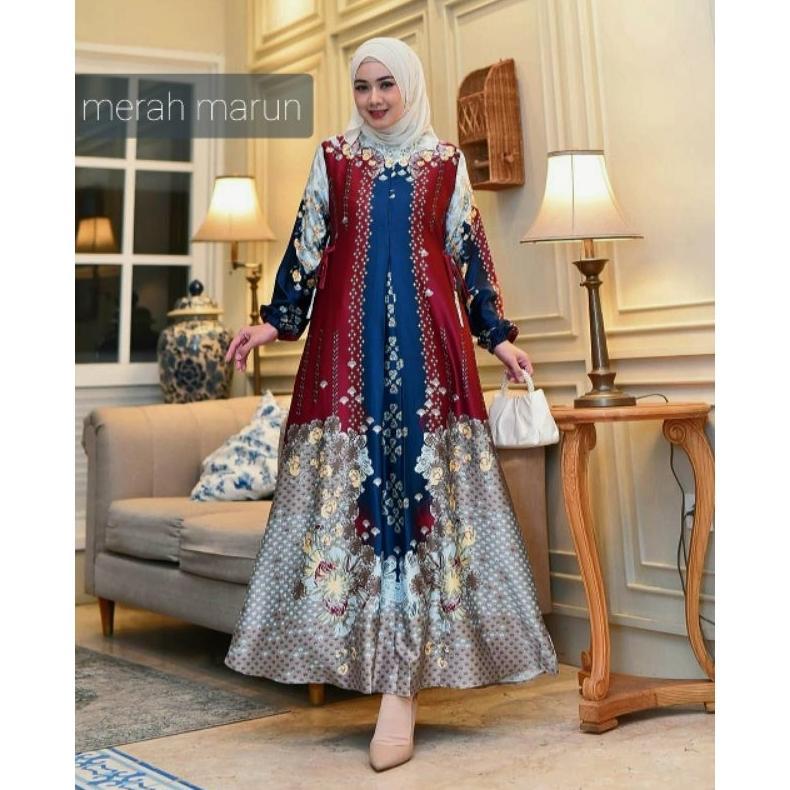 CUCI GUDANG Gamis DIANA silk premium terbaru | Gamis motif bunga terbaru