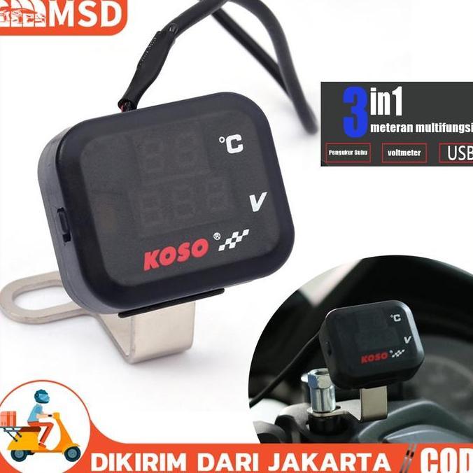 CARMANELO Volt Meter  3 in 1/Voltmeter 3 in 1  Usb Anti Air Original/Voltmeter 3in1 Charger USB 2A B