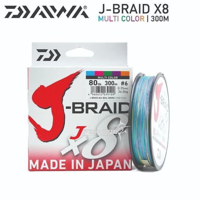 Senar Pe Daiwa J-Braid X8 300M | 20 S/D 100 Lbs | Multi Color | Senar Pe
