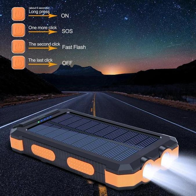 NEROZA Solar Charging Outdoor Powerbank Membawa Kompas Sendiri tahan udara Pencegahan jatuh 30000MAH