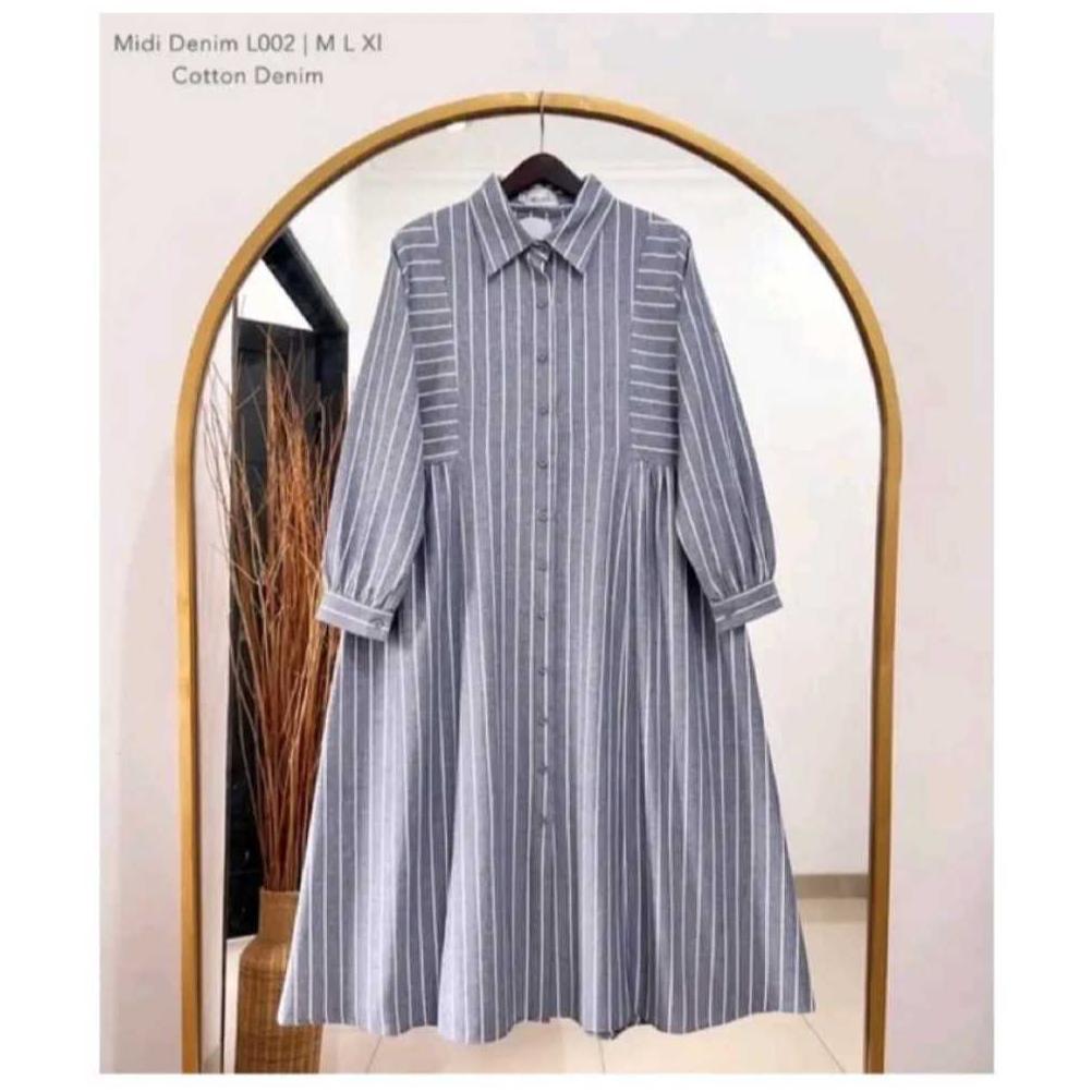 Hot Sale Tunic Wanita Motif Garis-Garis / Kemeja Tunik Wanita Terbaru / Tunik Dewasa Jumbo Terlaris 