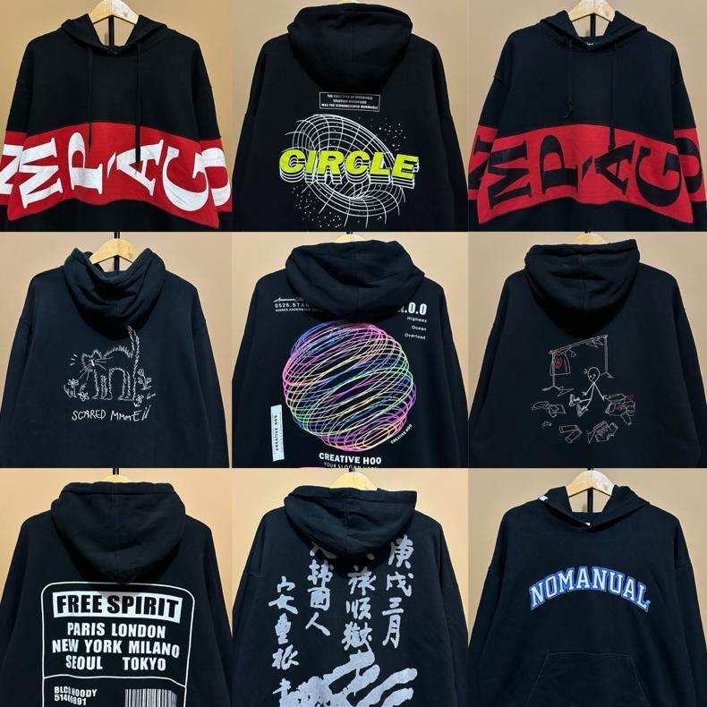 Unik [Cod] Hoodie Crewneck Premium Oversize Sweater Lengan Balon Crop Murah Zipper Gemoy Backprint