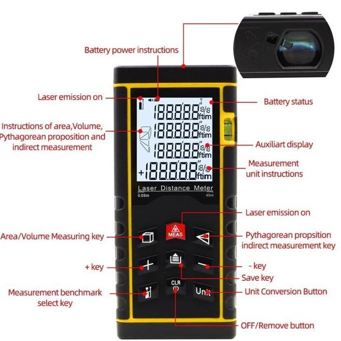 Meteran Laser Digital 40M Laser Pengukur Jarak 40 Meter Rangefinder Kualitas Terbaik Harga Termurah