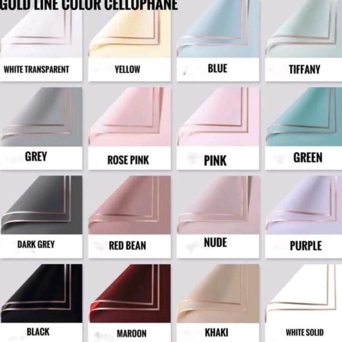 Flowandbe- ( 10 Lembar ) Cellophane List Gold / Kertas Buket Cellophane / Kertas Tissue Cellophane U