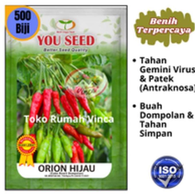 PROMO Benih Bibit Cabe Rawit Hijau ORION HIJAU 500s You Seed Tipe Siramos benih  cabe