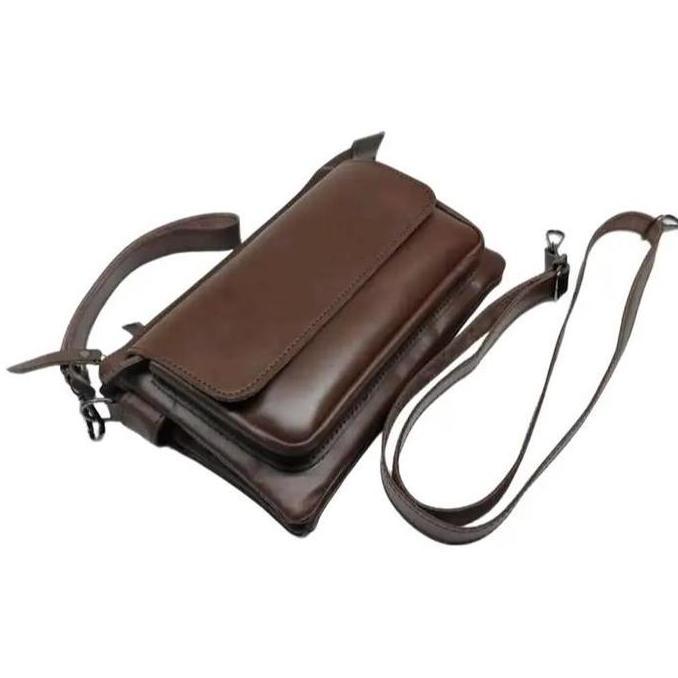 Backpack- Handbag Kulit Clutch Pria Dan Wanita Terbaru Hitam Selempang & Bahu Costum Tulis Nama Asli