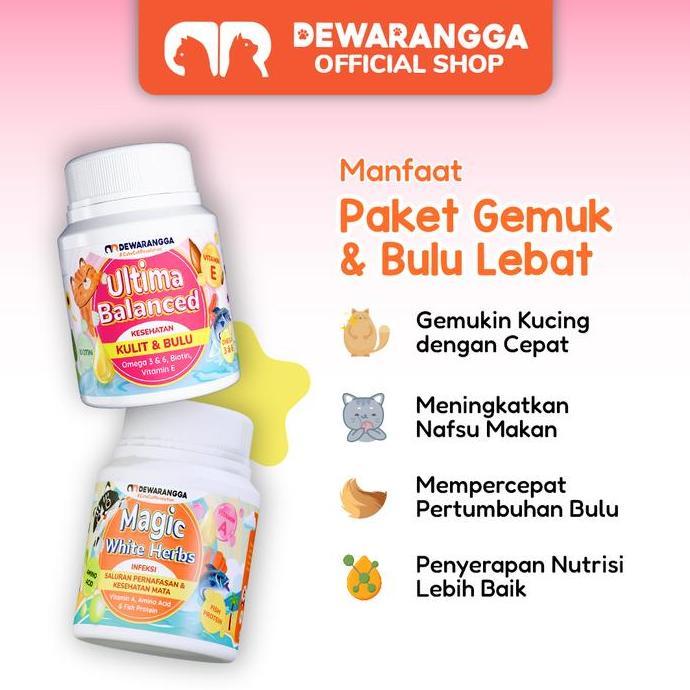 Miaw- Dewarangga Ultima Balanced & Magic White Herbs Paket Gemuk & Bulu Lebat Untuk Kucing