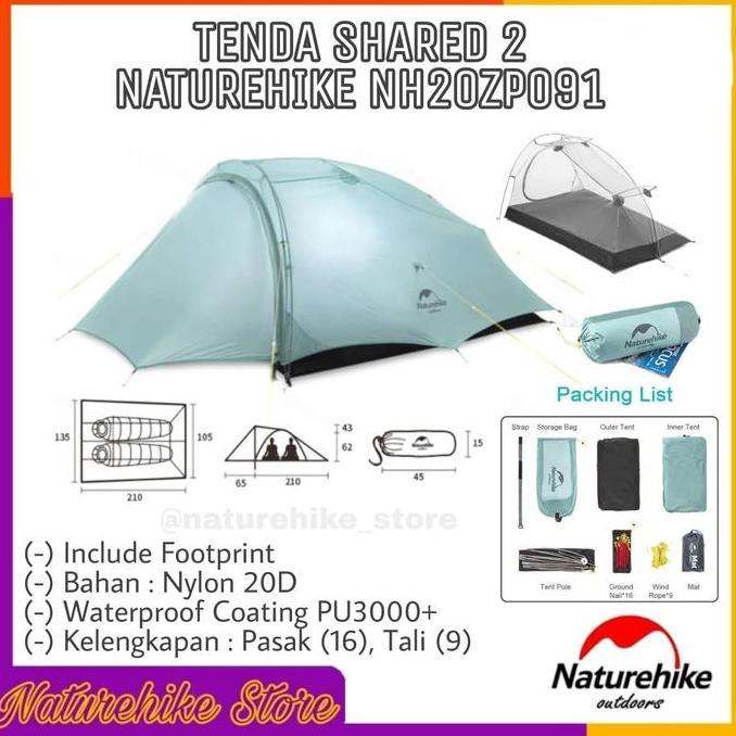 Terlaris Tenda Shared 2 Naturehike Nh20Zp091