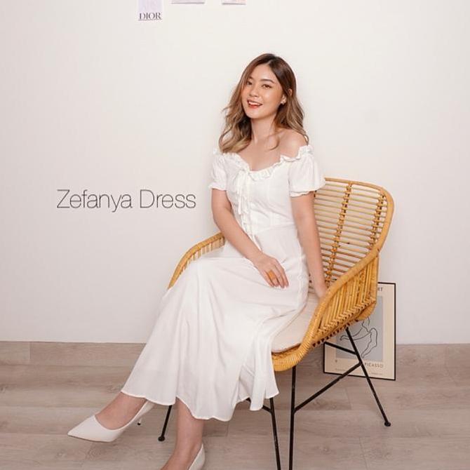 Promo D1333 ZEFANYA KOREAN STYLE VINTAGE MIDI DRESS SABRINA POLOS MANIS LIBURAN PANTAI GARDEN PESTA 