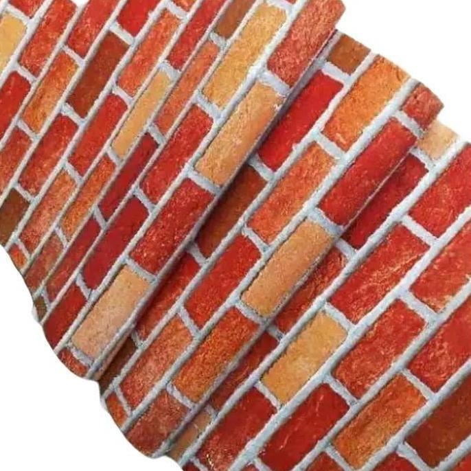 Cat- Wallpaper Sticker Dinding 45Cm X 10M Motif Bata Merah Kertas