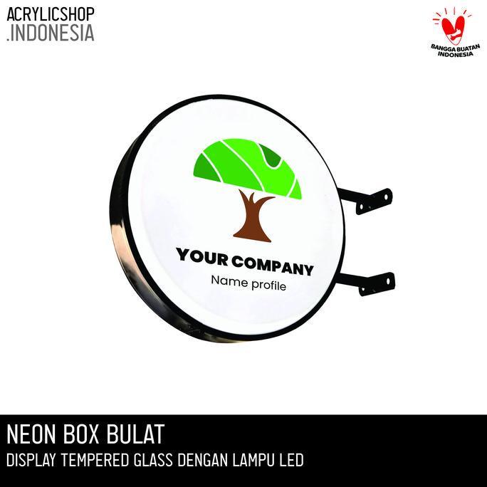 Neon Box Bulat Murah 2 Sisi / Neon Box Akrilik + Lampu LED