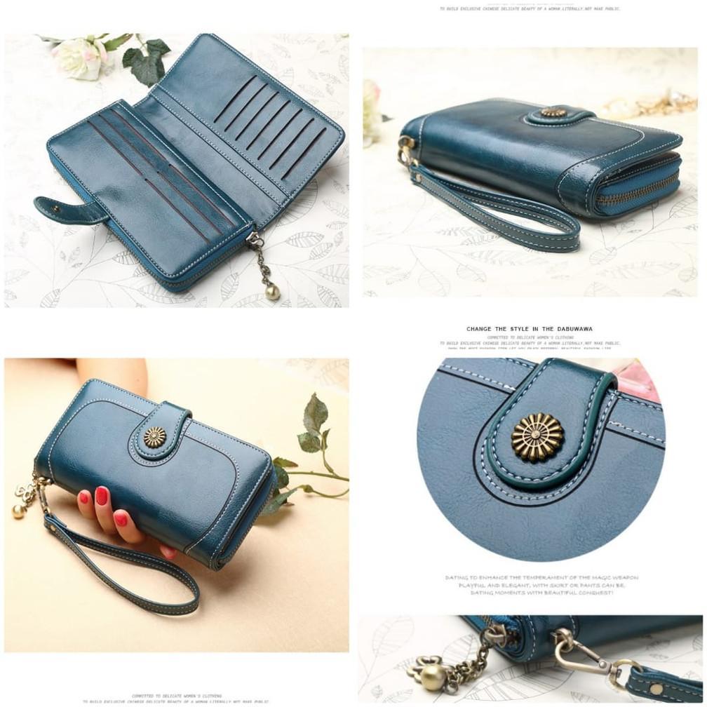 RECOMMENDED DOMPET PANJANG WANITA KULIT PREMIUM PESTA MEWAH BRANDED MARIN ASLI FASHION KOREA TALI MU