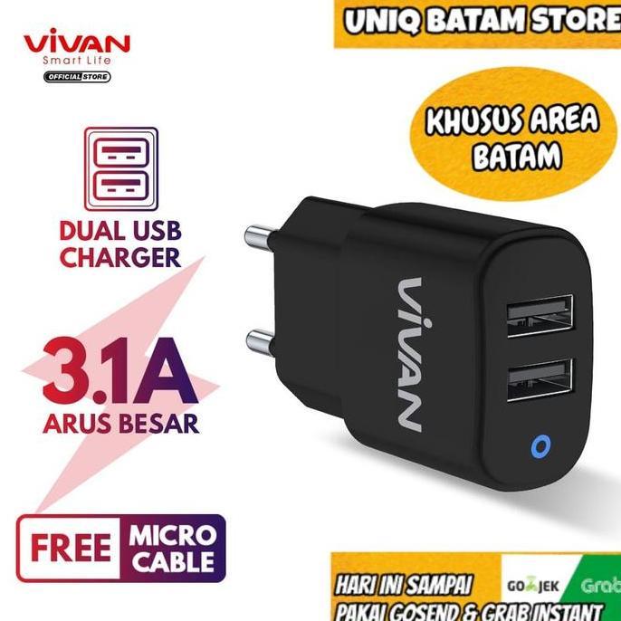 VIVAN CHARGER 3.1A VP01 + FREE KABEL MICRO [ BATAM ]