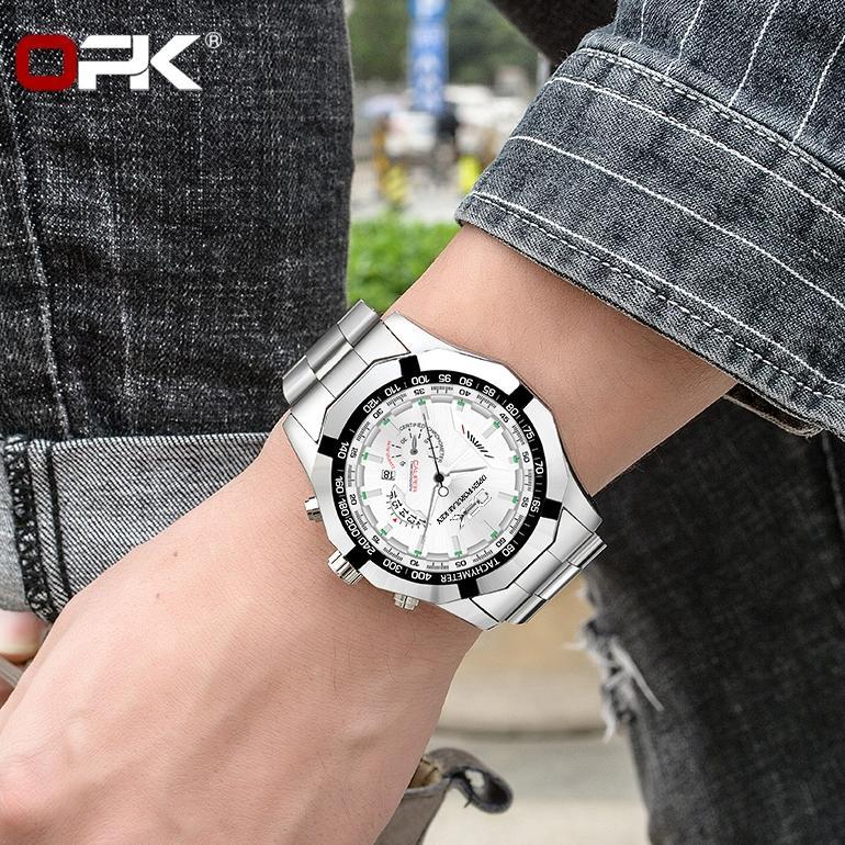 VALUE PACK OPK Jam Tangan Pria Anti Air Original Rantai Analog Chain Stainless Tahan Bisnis Kuarsa N
