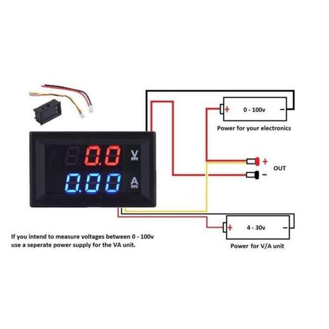 Cncoff- Alat Pengukur Volt Dan Arus Amper Listrik 5V-100V Dc 10A - Voltmeter Ampere Meter Led Digita