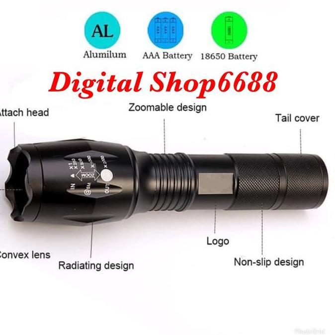 Mouting- Senter Led Cahaya Kuning Tactical Cree Xml-T6 8000 Lumens Pn2