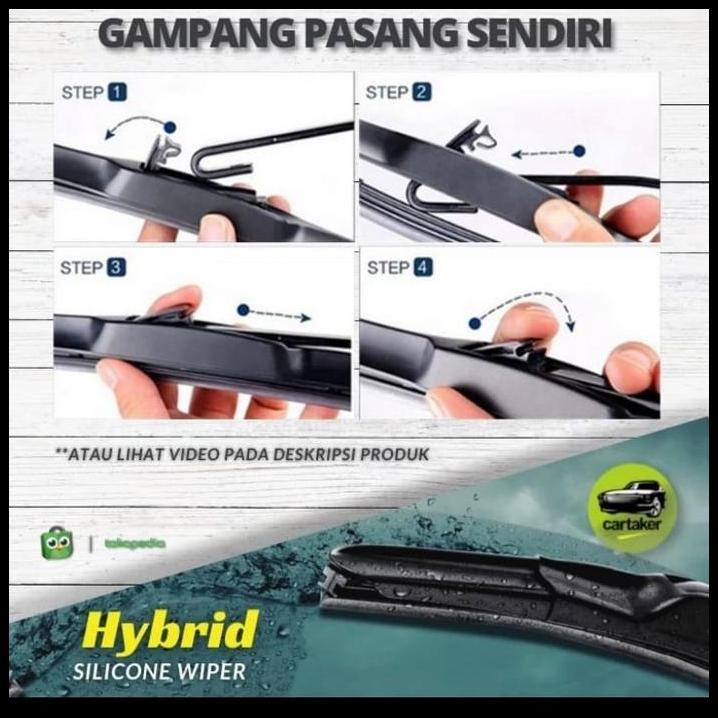 TERLARIS WIPER KACA DEPAN MOBIL WULING CONFERO KARET SILICON HYBRID 22-14 