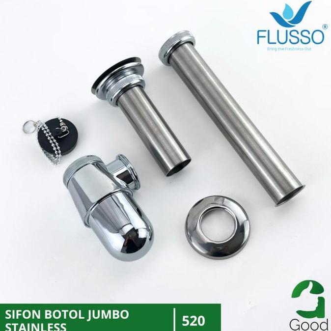 Flusso Sifon Botol Stainless Sifon Pembuangan Wastafe Cuci Tangan Jumbo Afur Wastafel 520
