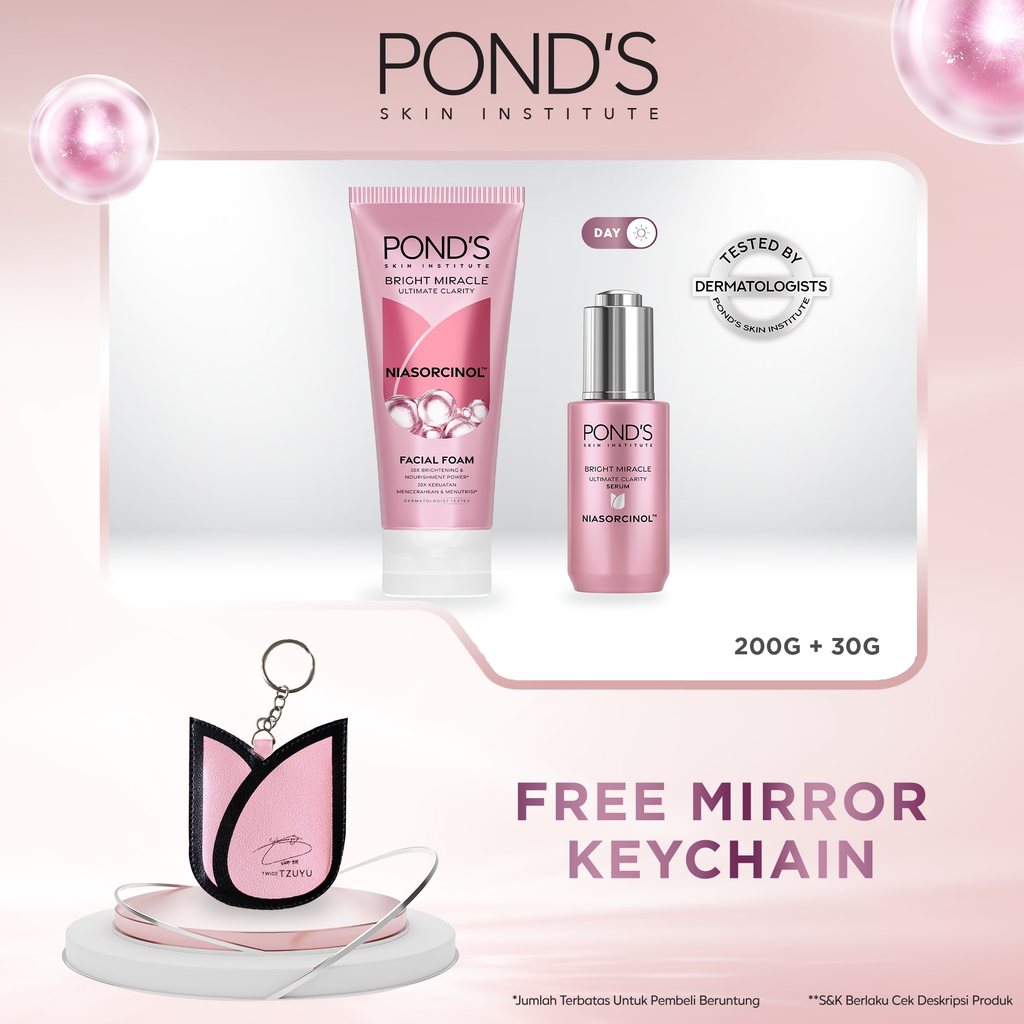 [FREE Tzuyu Keychain] Buy Ponds Bright Miracle Day Serum 30gr + Ultimate Clarity Facial Foam 200gr