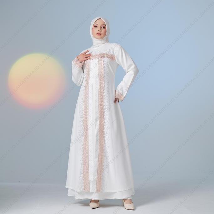 DB209 - Baju Gamis Putih Wanita / Dress Putih Muslim / Gamis Warna Putih / Abaya Putih / Gamis Putih