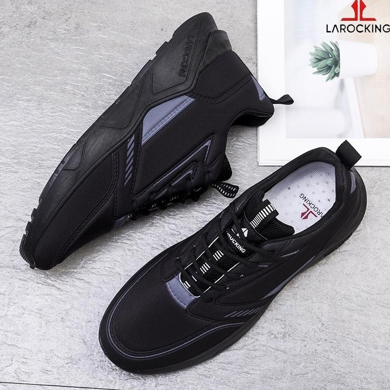 TERBARU Larocking - Raptor Hitam Polos | Sepatu Sneakers Running Gym Shoes