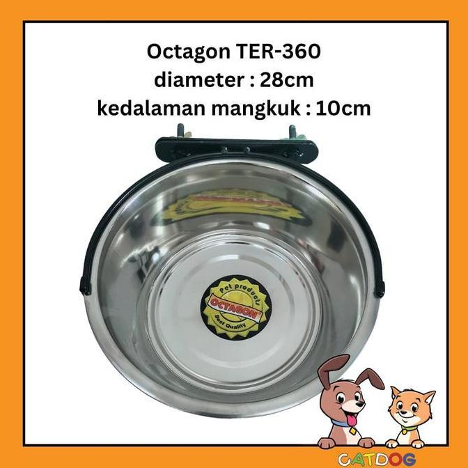 Tempat Makan Gantung Anjing & Kucing Stainless Octagon TER-360
