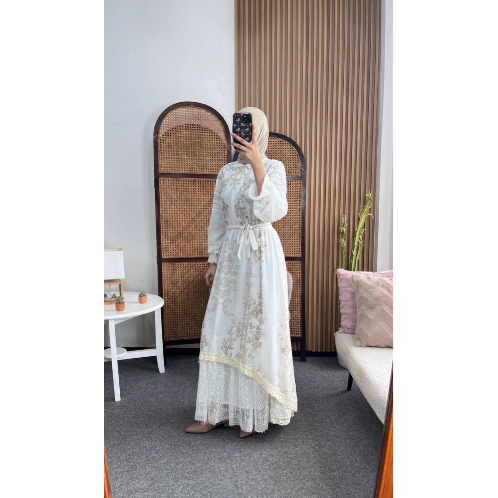 DISKON LITTLE BUTIK ZENARA SIGNATURE BRUKAT LONGDRESS | GAMIS KONDANGAN GAMIS BRUKAT