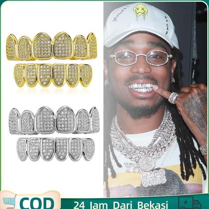 HARGA DISC - Gigi Emas Rapper Gigi Berlian Hip Hop Hip-hop Grill Gigi Dekoratif Kawat Gigi Berlapis 