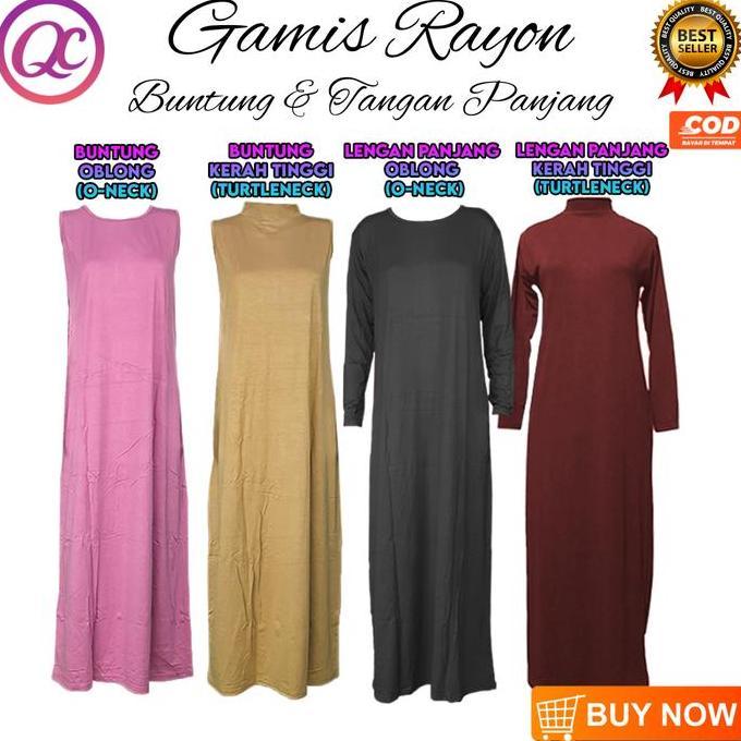 DS152 - Gamis span wanita tangan dan buntung, mangset gamis cewek, inner perempuan bahan rayon premi