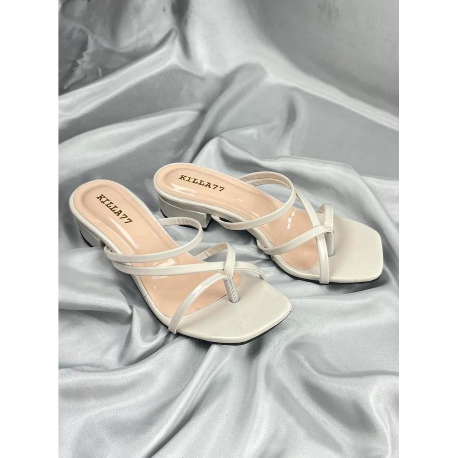 Terpopuler- Sandal Heels Wanita Hak 3Cm Simple Elegan Ootd Kondangan Kekinian Terbaru