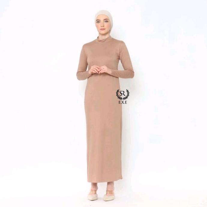 Instancodbisa- Inner Dress Lengan Panjang Bahan Jersey Spandek Dalaman Fit Gamis  Manset  Melar  Mus