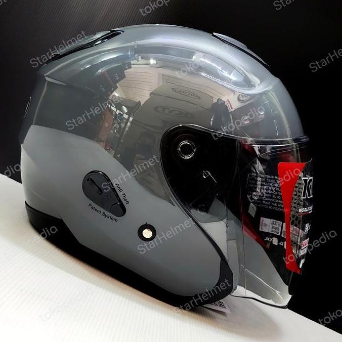 Cod,Bisa- Helm Kyt Kyoto R Solid Gorilla Grey Gloss Abu-Abu Original New