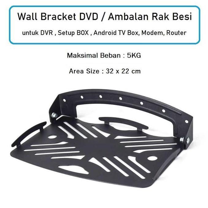 Instancodbisa- Ambalan Rak Besi Bracket Holder Mesin Dvd Dvr Cctv Rak Dinding Lipat Taruh Proyektor 