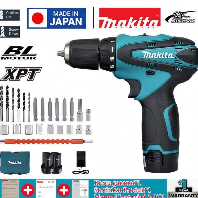 GHEATHEON Makita DF330D 12V Bor Nirkabel Isi Ulang Cepat dari Jepang, daya tinggi 13mm baterai lithi