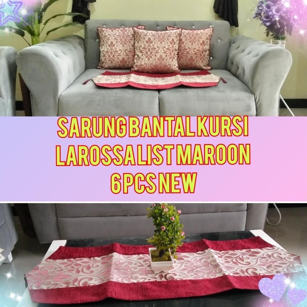 Viral  Sarung Bantal Kursi Sofa  40X40 . Larrosa  New 6 Bantal 1 Taplak , Bahan Tebal Sofa Premium