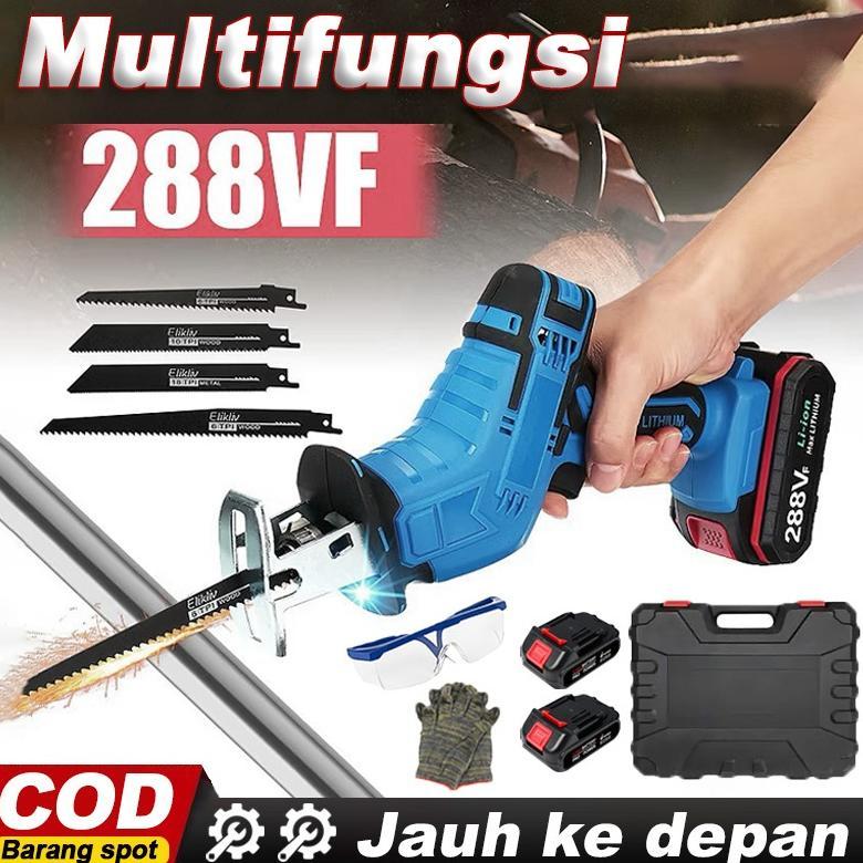 EFFORT Gergaji mesin mini multifungsi Reciprocating saw Gergaji Baterai Pemotong Listrik Kayu Logam 