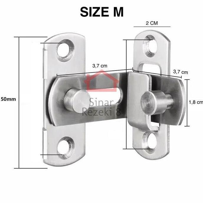 Homemid- Grendel Sudut Kait M / Cantol Pintu Kunci Gembok Kamar Slot Jendela