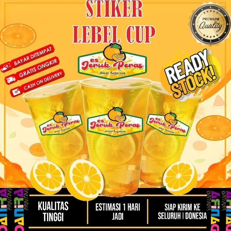 Stiker Lebel Cup Es Jeruk Peras 60pcs