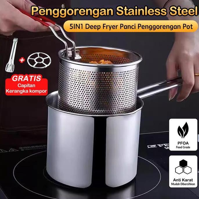 [Home Inspiration] Panci Multifungsi  5in1 Bisa Untuk Menggoreng dan Merebus dengan Tirisan Stainles
