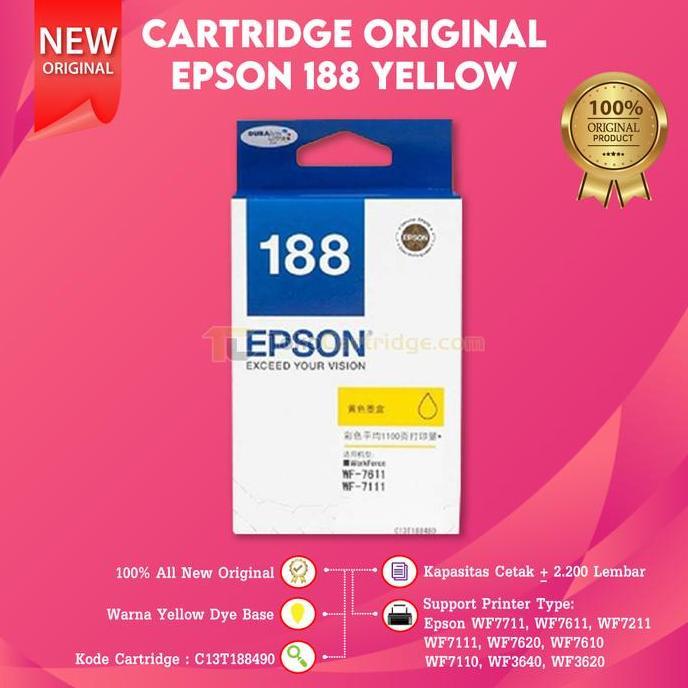 Cartridge Tinta Orignal Epson 188 C13T18 WF7711 7611 WF-7711 7611 7211 7111