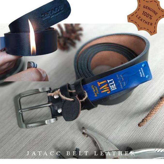 JATACC Belt Leather Ikat Pinggang Pria Kulit Asli KLT 45 Hitam Gesper Anti Karat Super Tebal Bergara