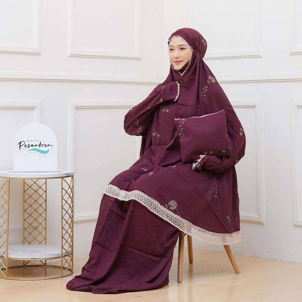 Bergaransi Mukena Potongan Berlengan Rayon / Mukena Ikhrom  Umroh Bordir Dandelion Mukena  Yang Ada 