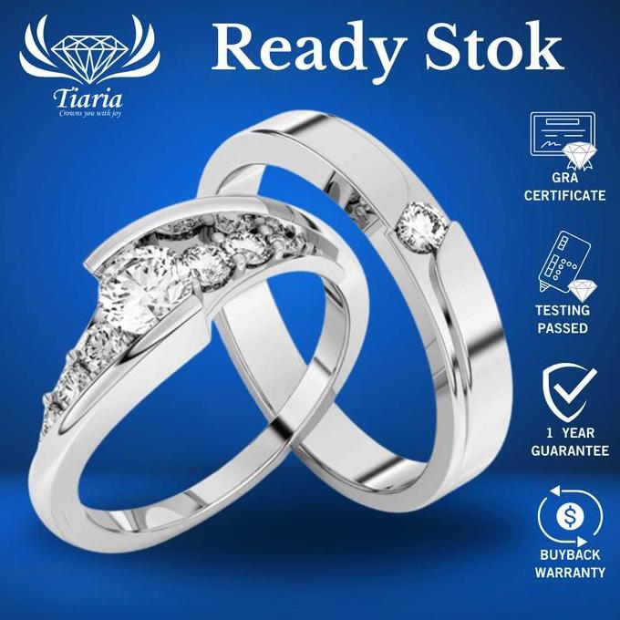 Cincin perak 925 pria/wanita lamaran couple lapis emas putih/platinum